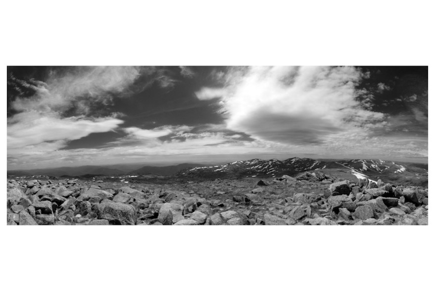 A northern 180 degree panorama from the top of Mount Kosciuszko
